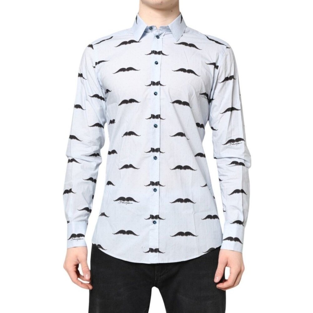 DOLCE & GABBANA Dress Shirt Light Blue Cotton MARTINI Formal 40/US15.25/M
